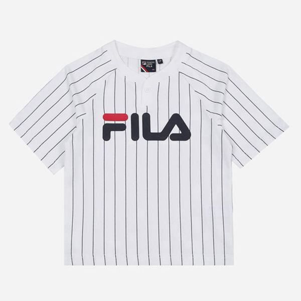 Fila Tričká Detske Biele - Pinstripe Henry Crew Neck S/S Vypredaj - Slovakia 32681-PODA